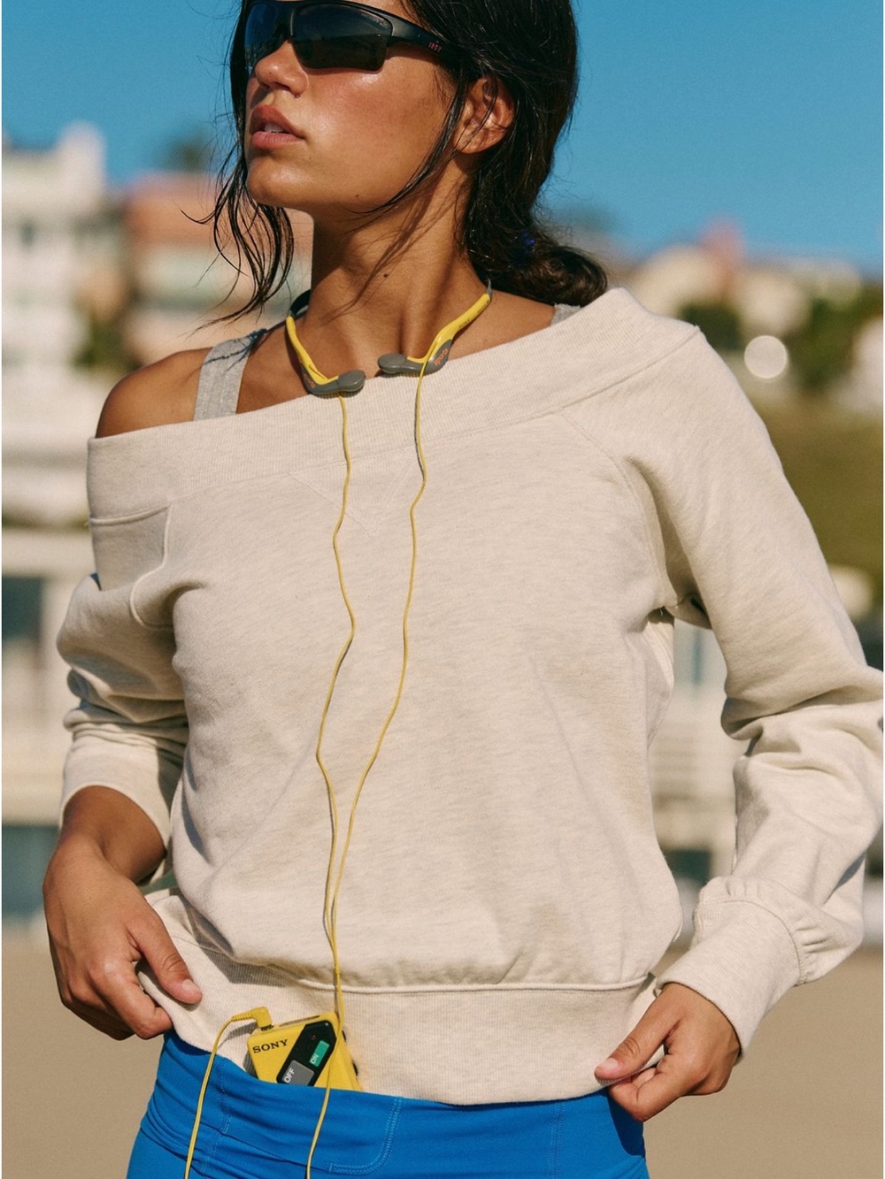 Free People For the Win Off-The Shoulder Sweater Oatmal Heather